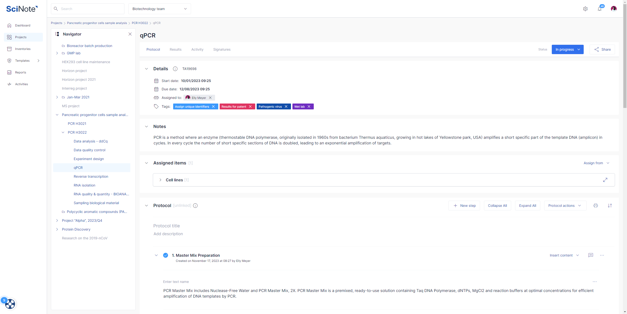 Academic Research Data Management - SciNote